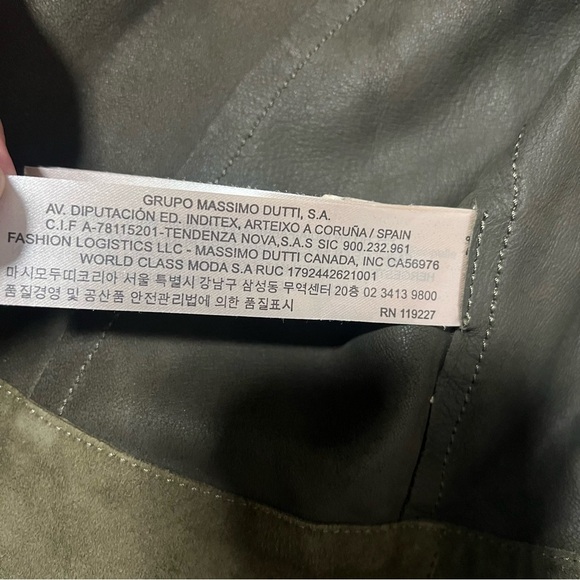 Massimo Dutti Women’s Size Small Olive 100% Sheep Leather Super Soft Suede EUC - Picture 16 of 16